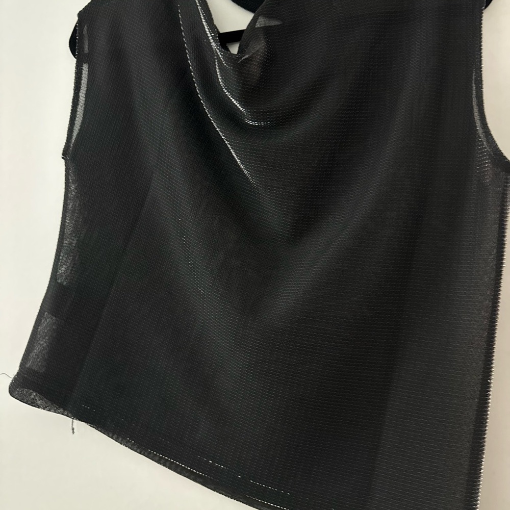 RTA shiny black ripped collar top